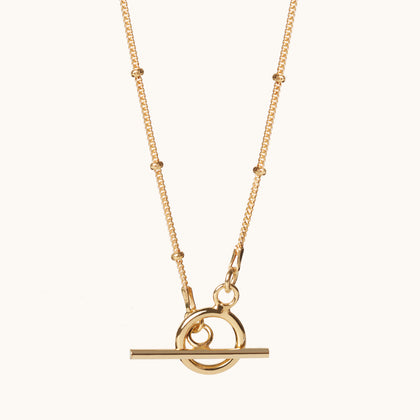 T Bar Bead Necklace Gold